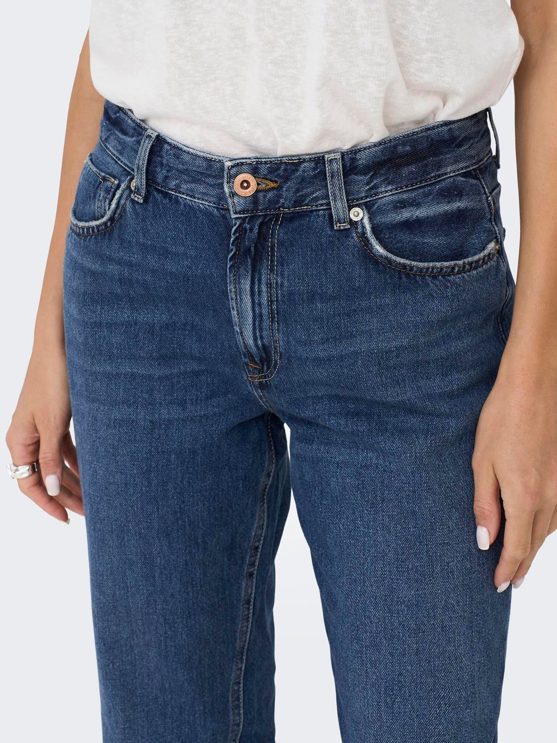 ONLJACI Mittlere Taille Gerade geschnitten Jeans Medium Blue Denim