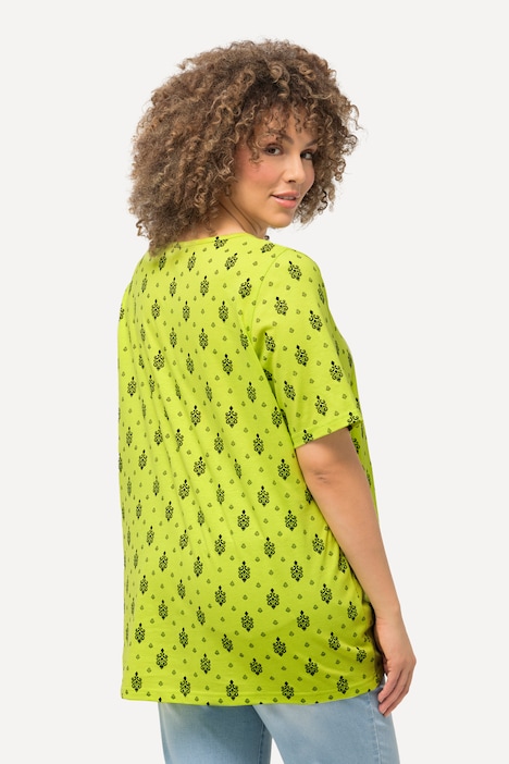 T-Shirt, Zierfalten, A-Linie, V-Ausschnitt, Halbarm