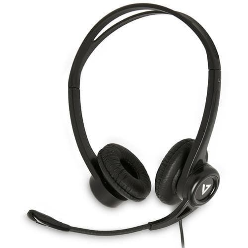 V7 HU311-2EP, Headset, Headset, Kontor/Callcenter, Sort, Binaural, I-linje kontrolenhed