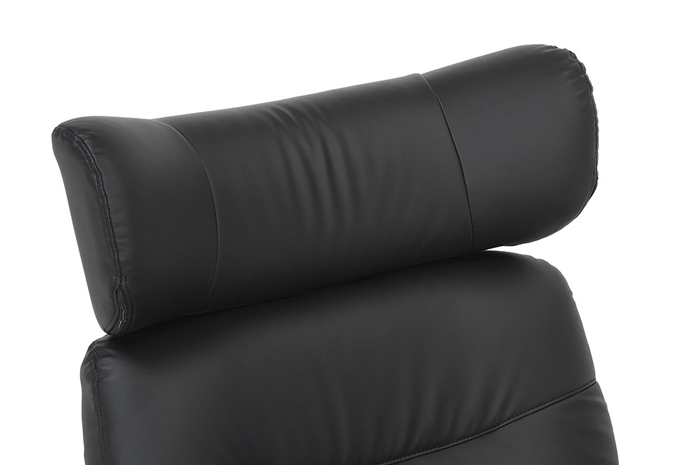 Drehbarer Sessel VOGUE COMFORT schwarz Kunstleder braun Walnuss-Design mit Armlehne