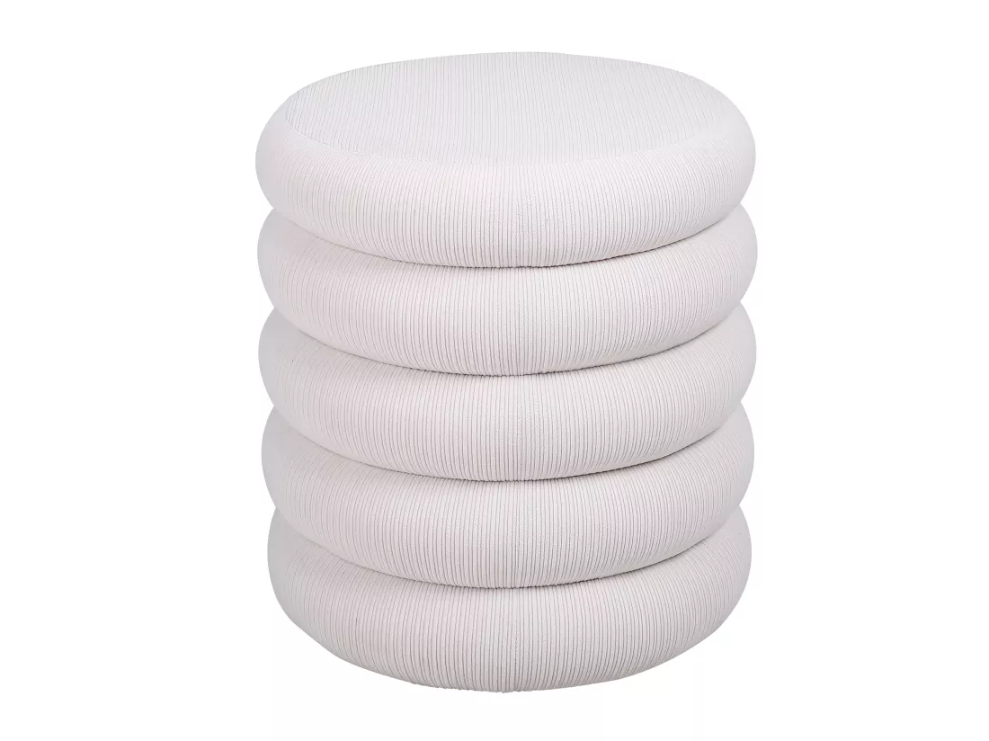 Pouf en velours côtelé crème ECAMBI