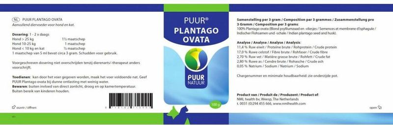 Puur Plantago Ovata Hond/Kat - 100 g