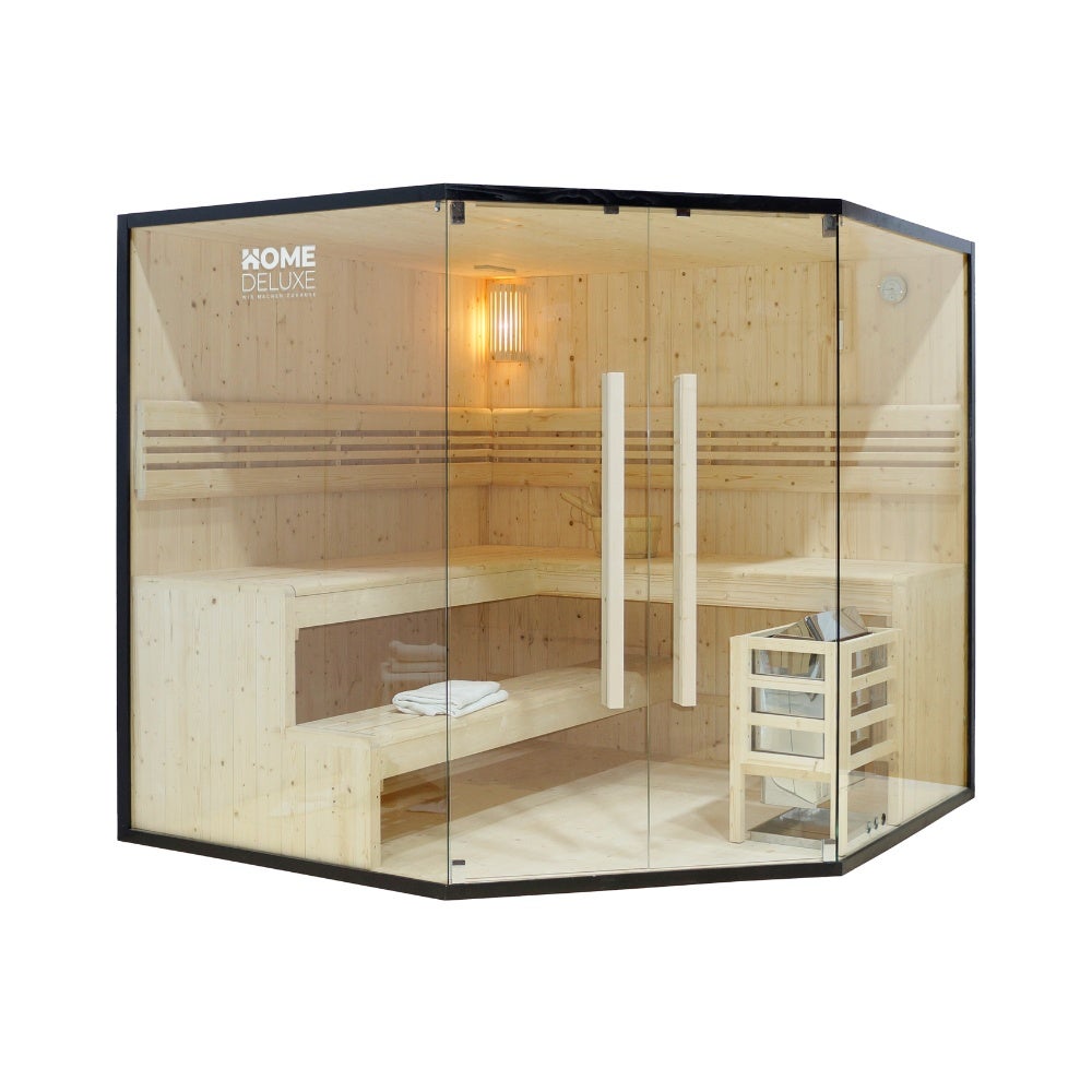 Home Deluxe - Traditionele Sauna - Shadow XL BIG - 200 x 200 x 190 cm - voor 6 personen - sparrenhout, incl. saunakachel | stoomsauna | opgietsauna