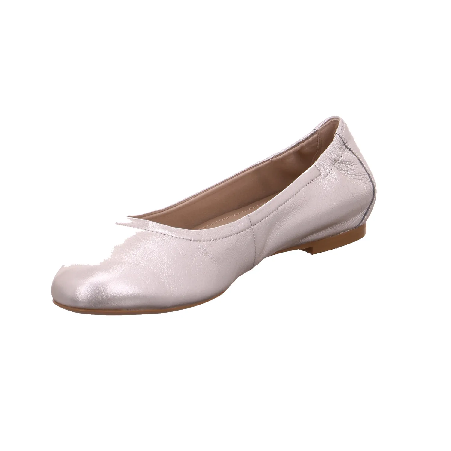 CAPRICE Ballerina Silber Leder  mit Wechselfussbett