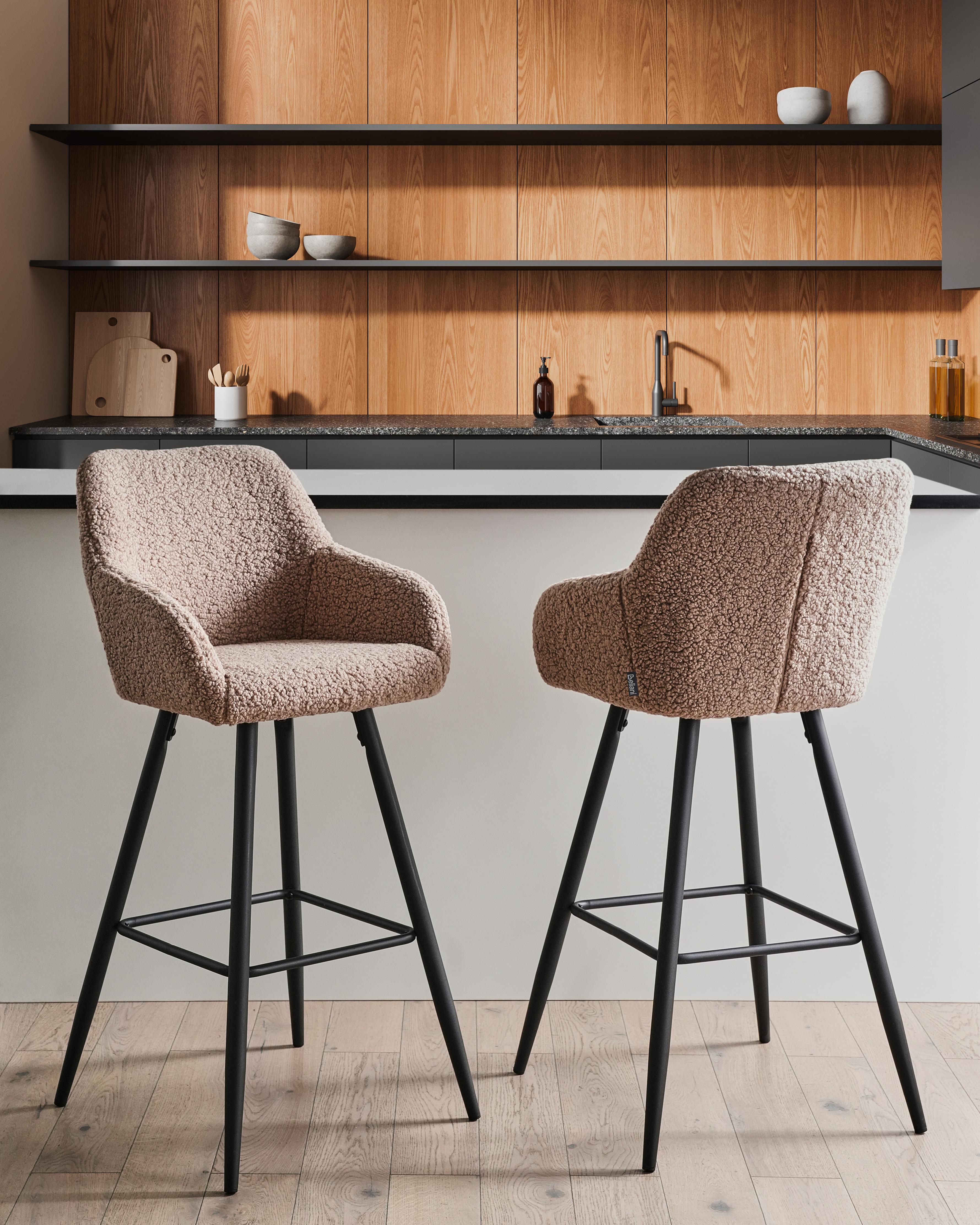 Set van 2 barstoelen CASMALIA Bouclé Taupe