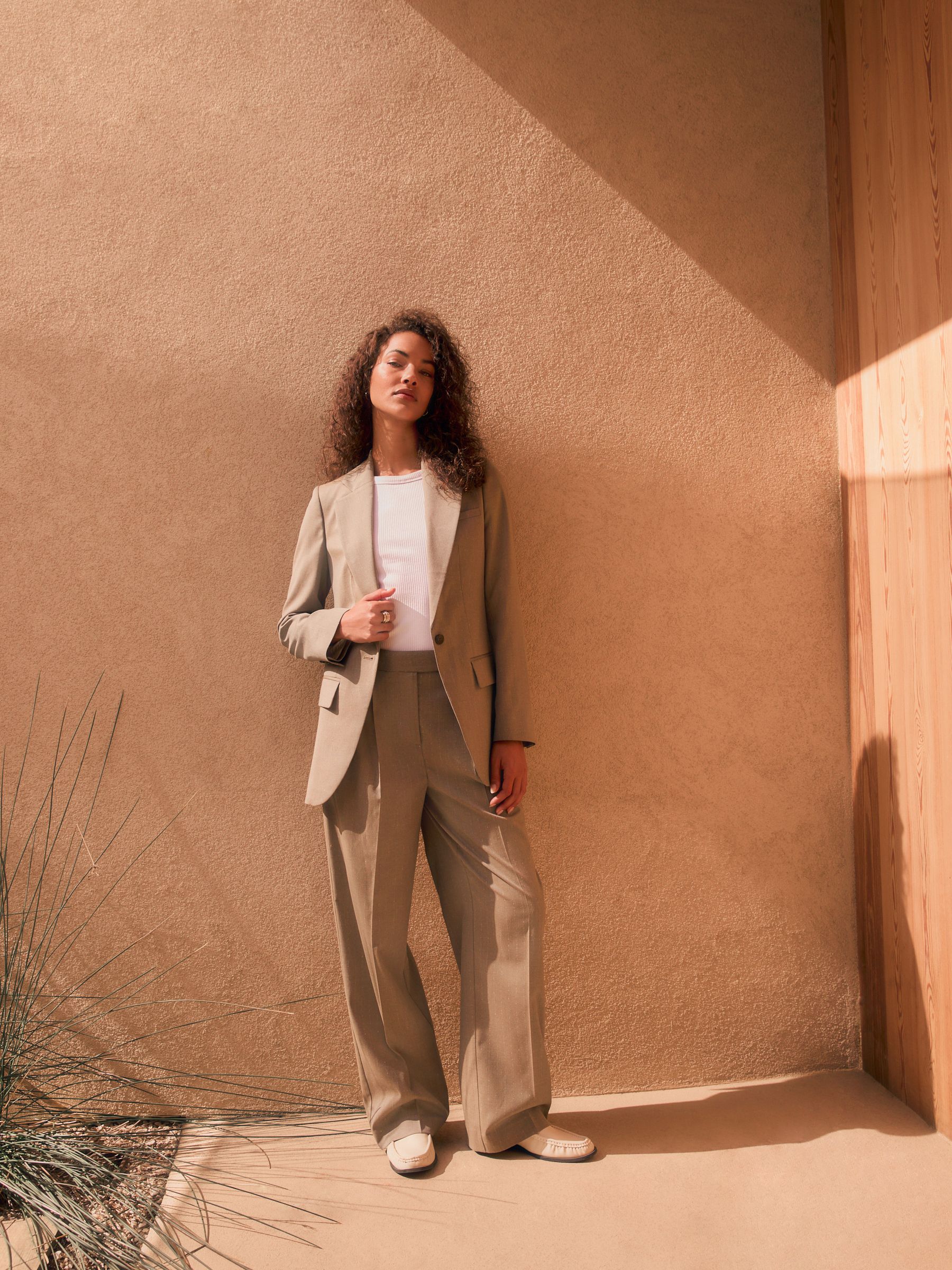 Neutraal - N. Premium gestreepte blazer met textuur en Single breasted