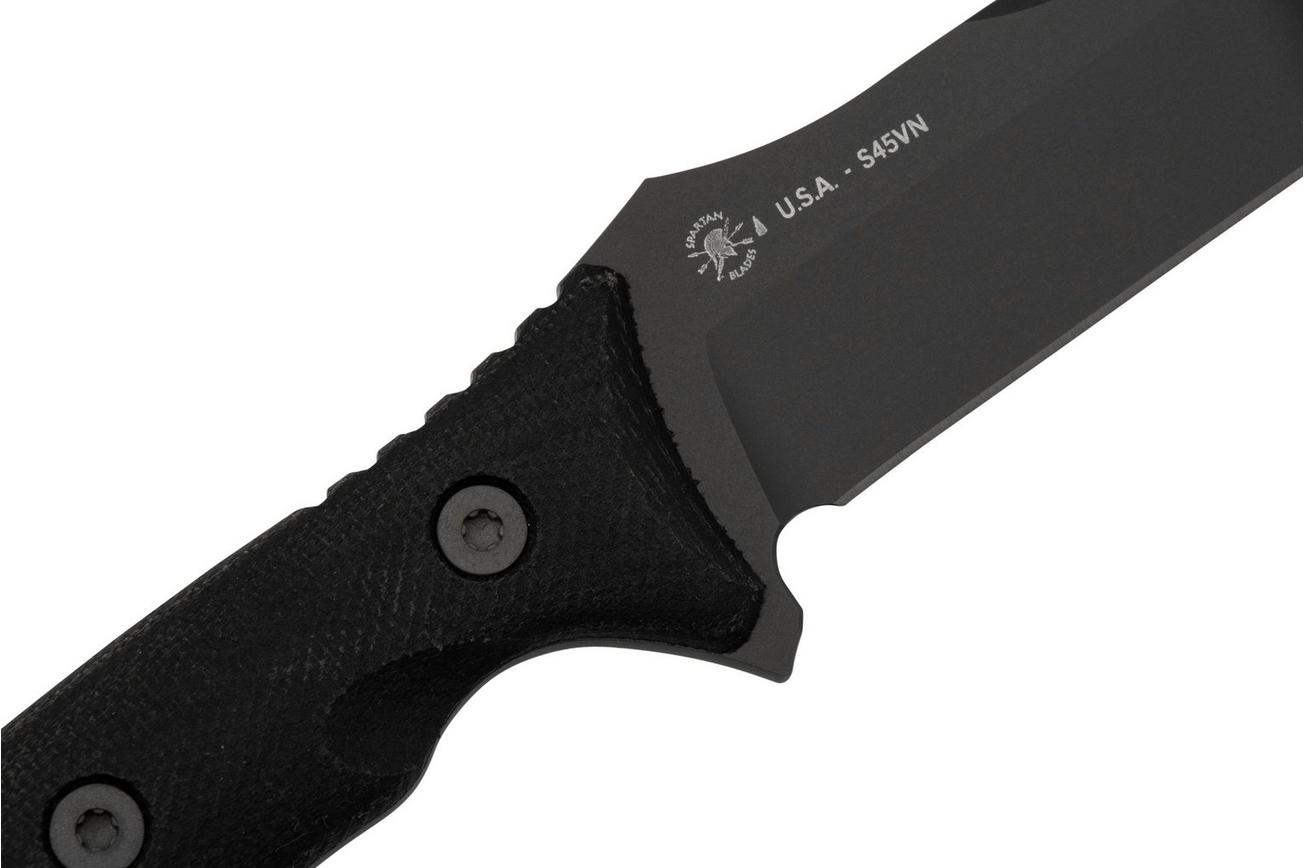 Spartan Blades Moros SB53BKBKNLBK Black, Black Micarta, Molle-Black Sheath, survivalmes