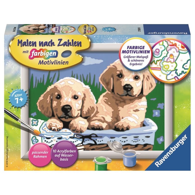 Malen nach Zahlen - Süße Hundewelpen - Classic Serie E