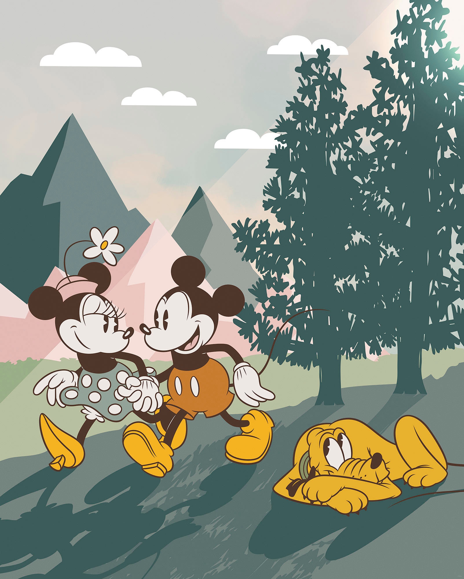 Komar Fototapete »Digitaldruck Vlies -  Mickey & Minnie Embrace Nature« bedruckt glatt Kinderzimmer
