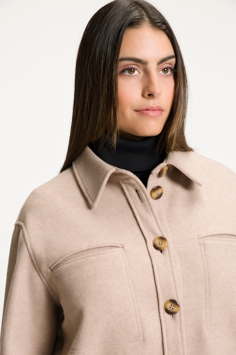 Flanell-Shaket, Shirtjacke, Oversized, Hemdkragen, Langarm