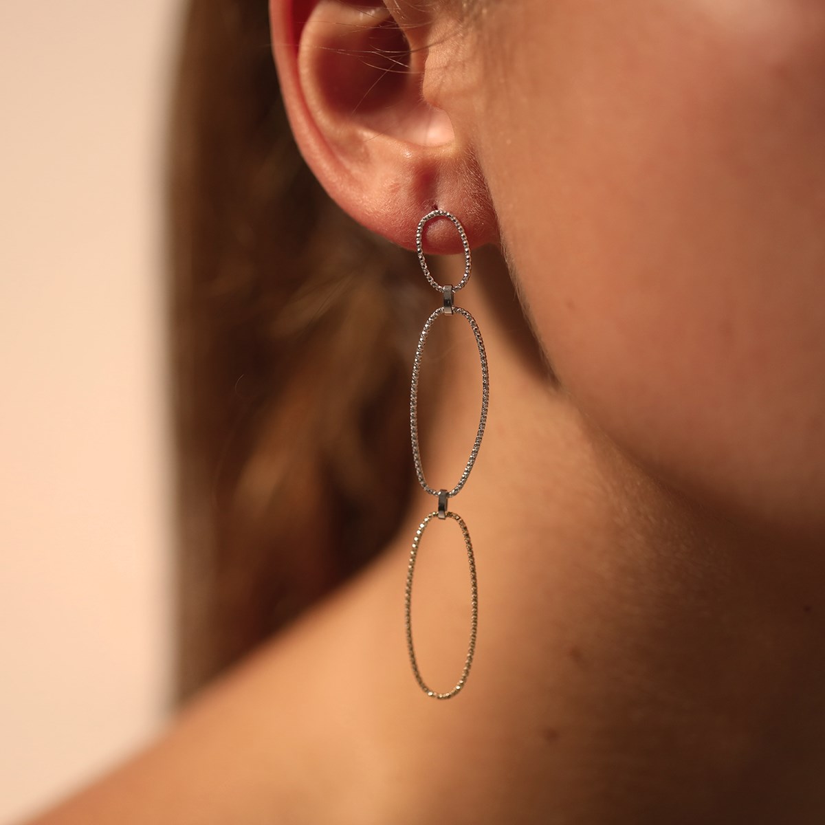 Boucles D'oreilles Argent Rhodié Doré Diamanté Muriella