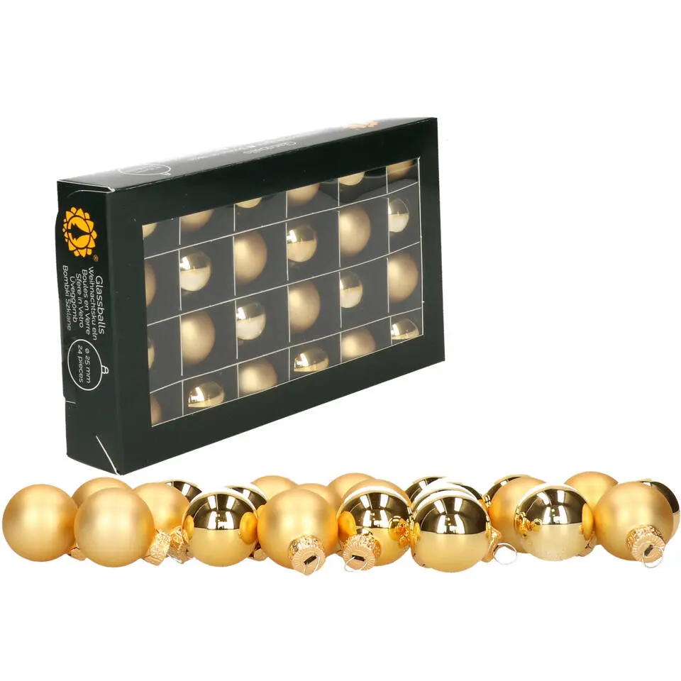 Othmar Decorations kleine kerstballetjes glas -24x -goud -2,5 cm