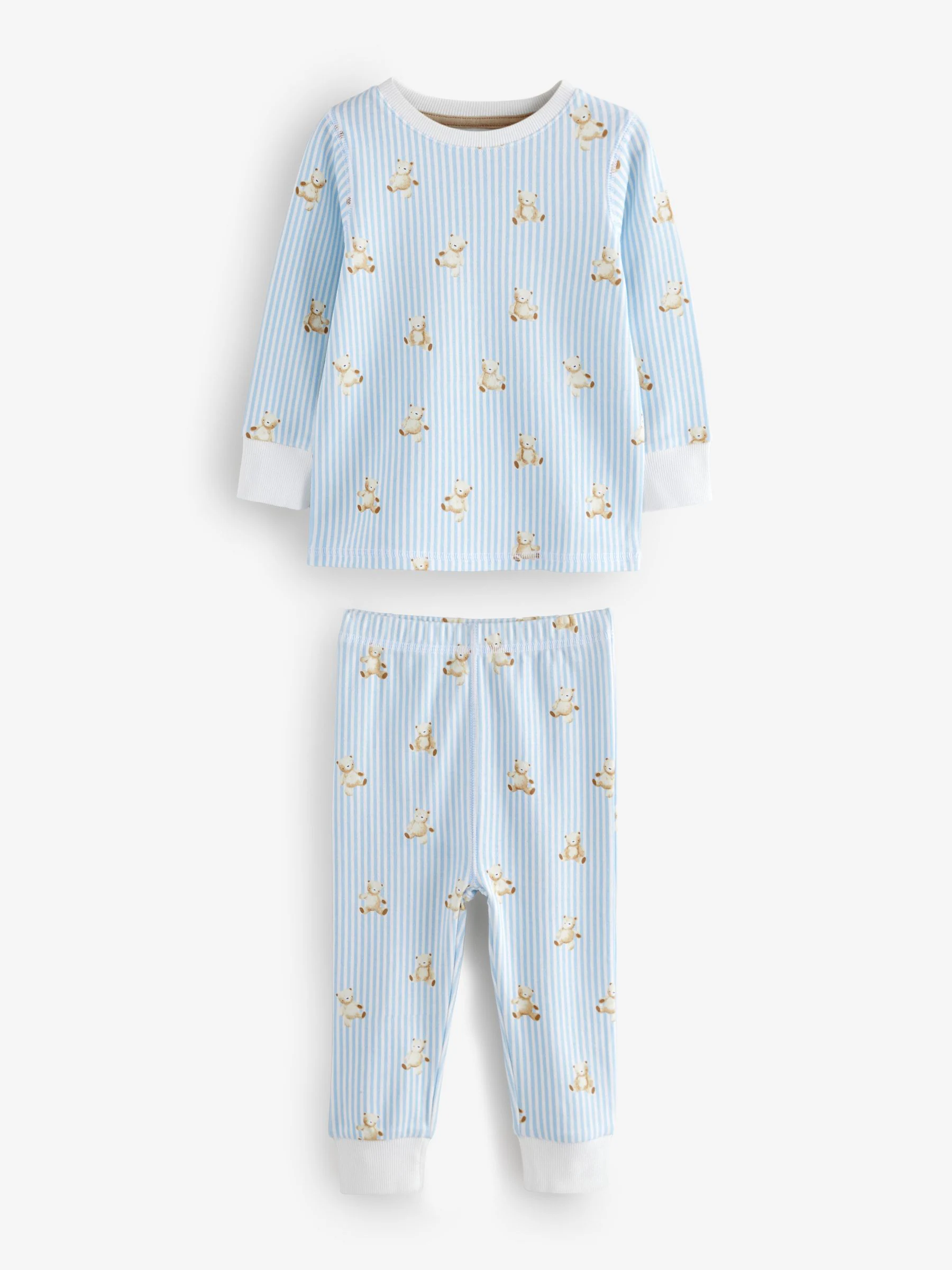Blauw/Ecru Baby beer - Verpakking van 3 knusse pyjama's (9mnd-6jr)