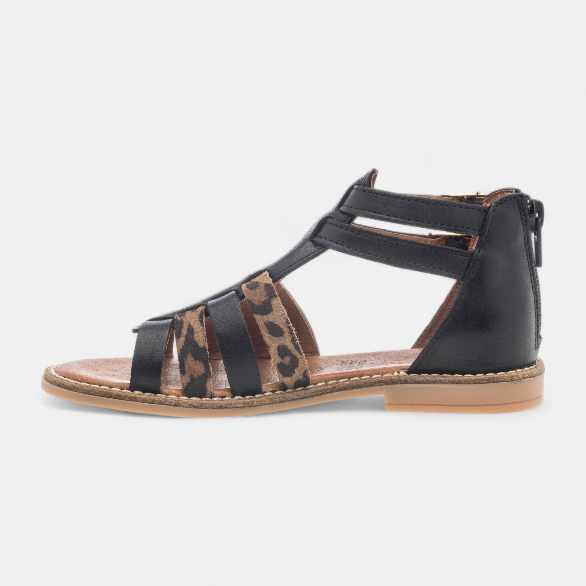 Nu-pieds Fille en cuir noir