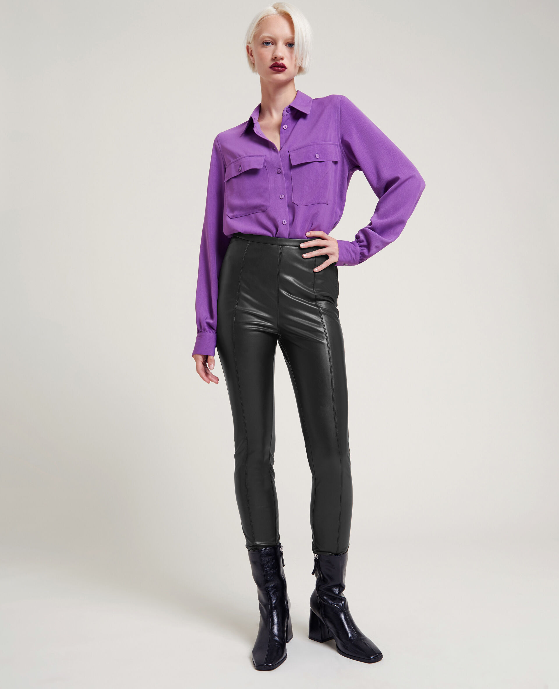 Legging simili cuir - Noir