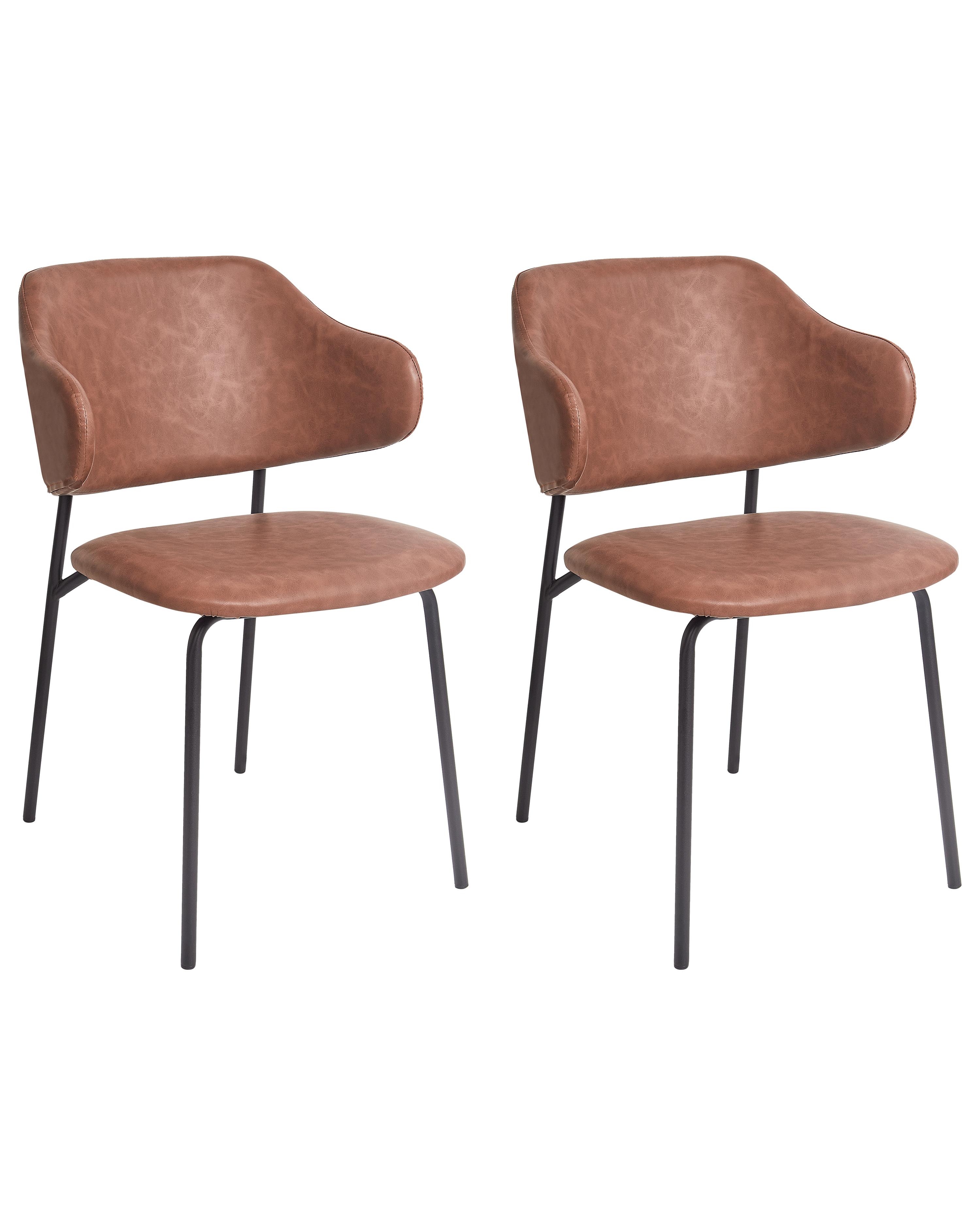 Set van 2 eetkamerstoelen KENAI Kunstleer Bruin