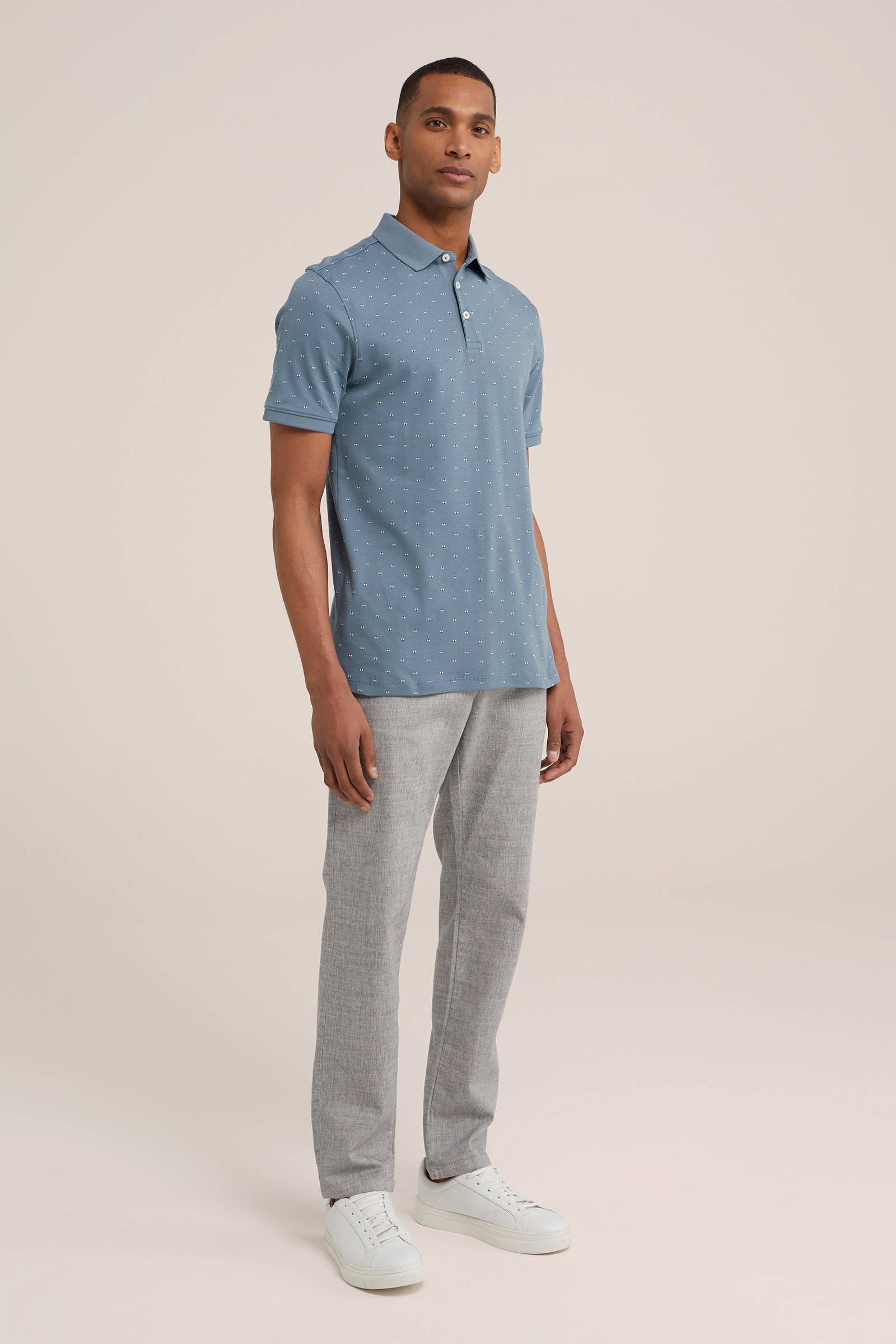 polo met dessin WE Fashion Grijsblauw