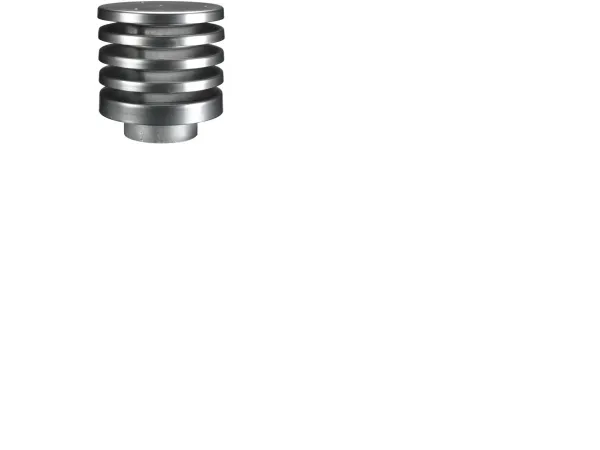 LINDAB Lamelhætte VHL 315, galvaniseret til vandret indtag og afkast. Ydre diameter ø450, max. 1600 m³/h v/indtag.
