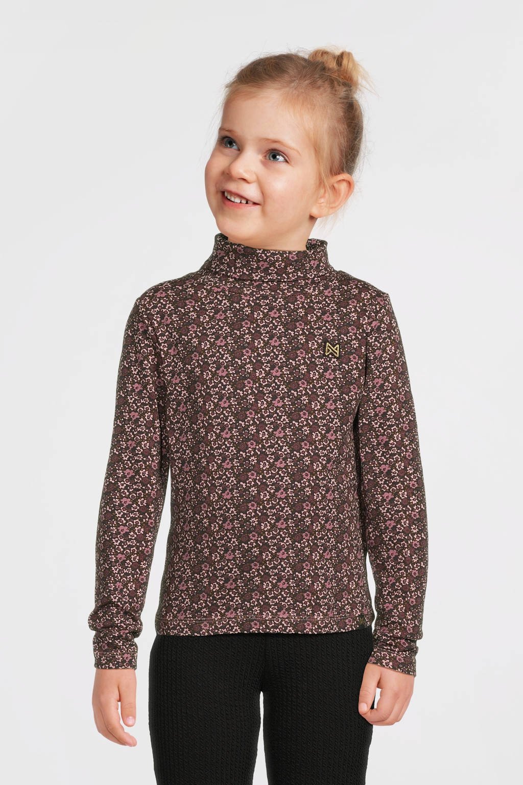 Koko Noko longsleeve met all over print bruin/roze/lichtroze