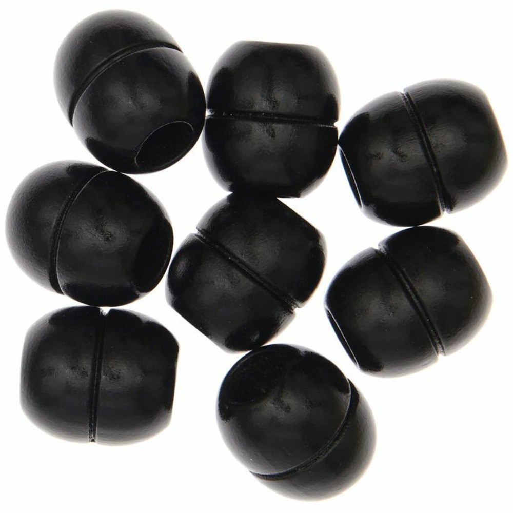 8 perles rondes fantaisies - bois noir - 22 mm