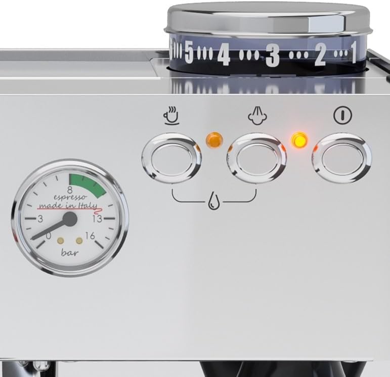 Lelit Anita Kaffeemaschine - Mit bewegelichem Milchaufschäumer und Mahlwerk - Silber
