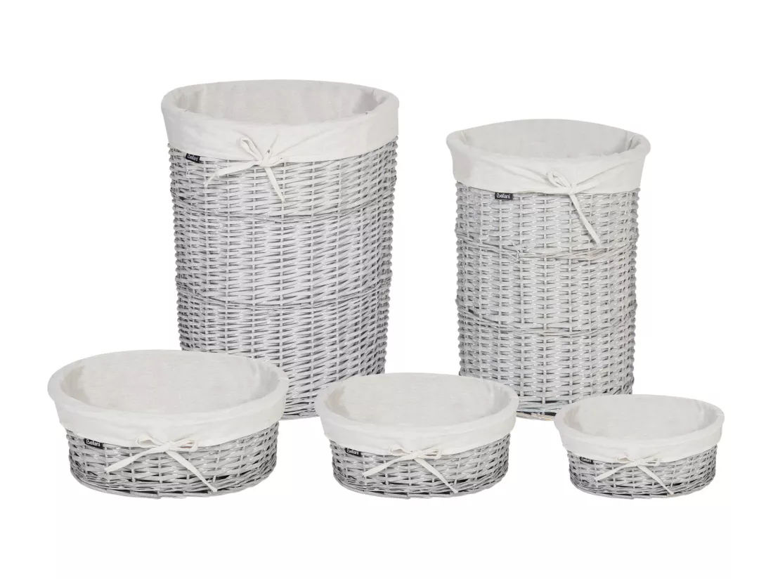 Lot de 5 paniers en saule blanc VAKARI
