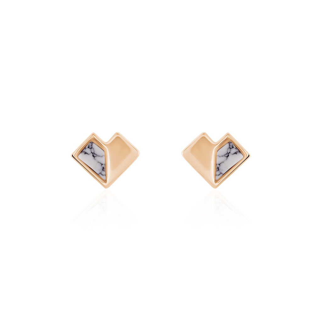 Boucles D'oreilles Puces Rossana Argent Rose Pierre De Synthese