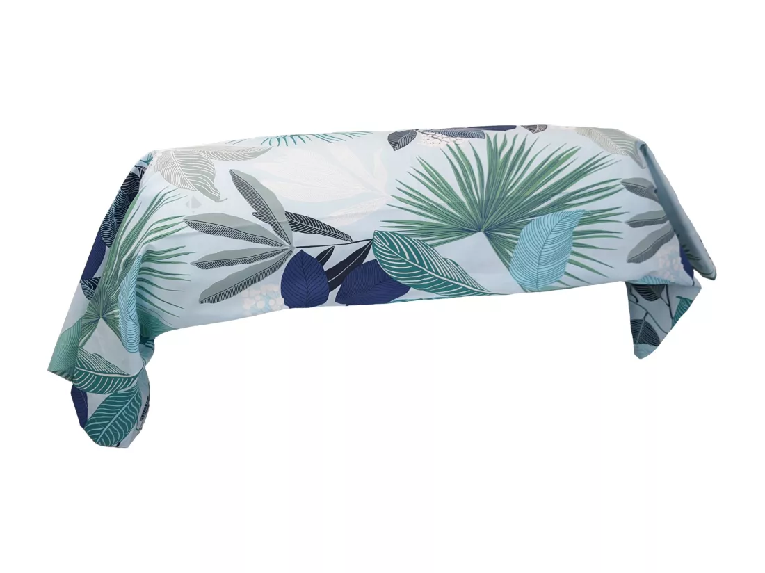 Taie de traversin 140x43 cm percale de coton MOOREA PACIFIC bleu/vert