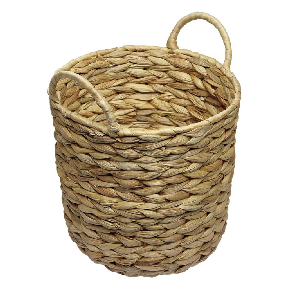Corbeille avec anses en jacinthe tressée H25 cm
