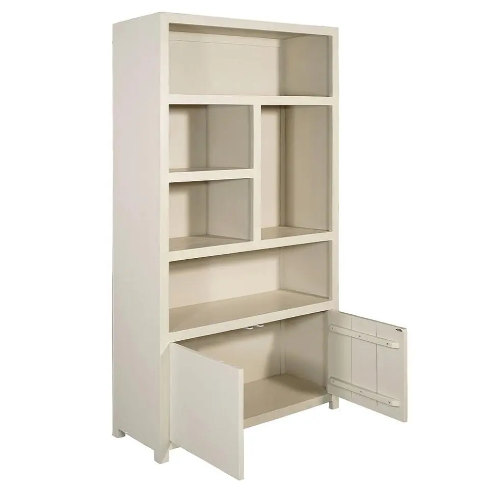 Mangohoutonline - Wandkast Phoenix 120cm Crème 5 Open Vakken, 2 Deuren