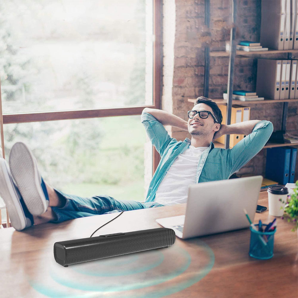 (50W) S20L Bluetooth 5.0 Stereo Soundbar Heimkino TV Lautsprecher / USB / Aux-In / Coax-In / HDMI   Fernbedienung - Schwarz