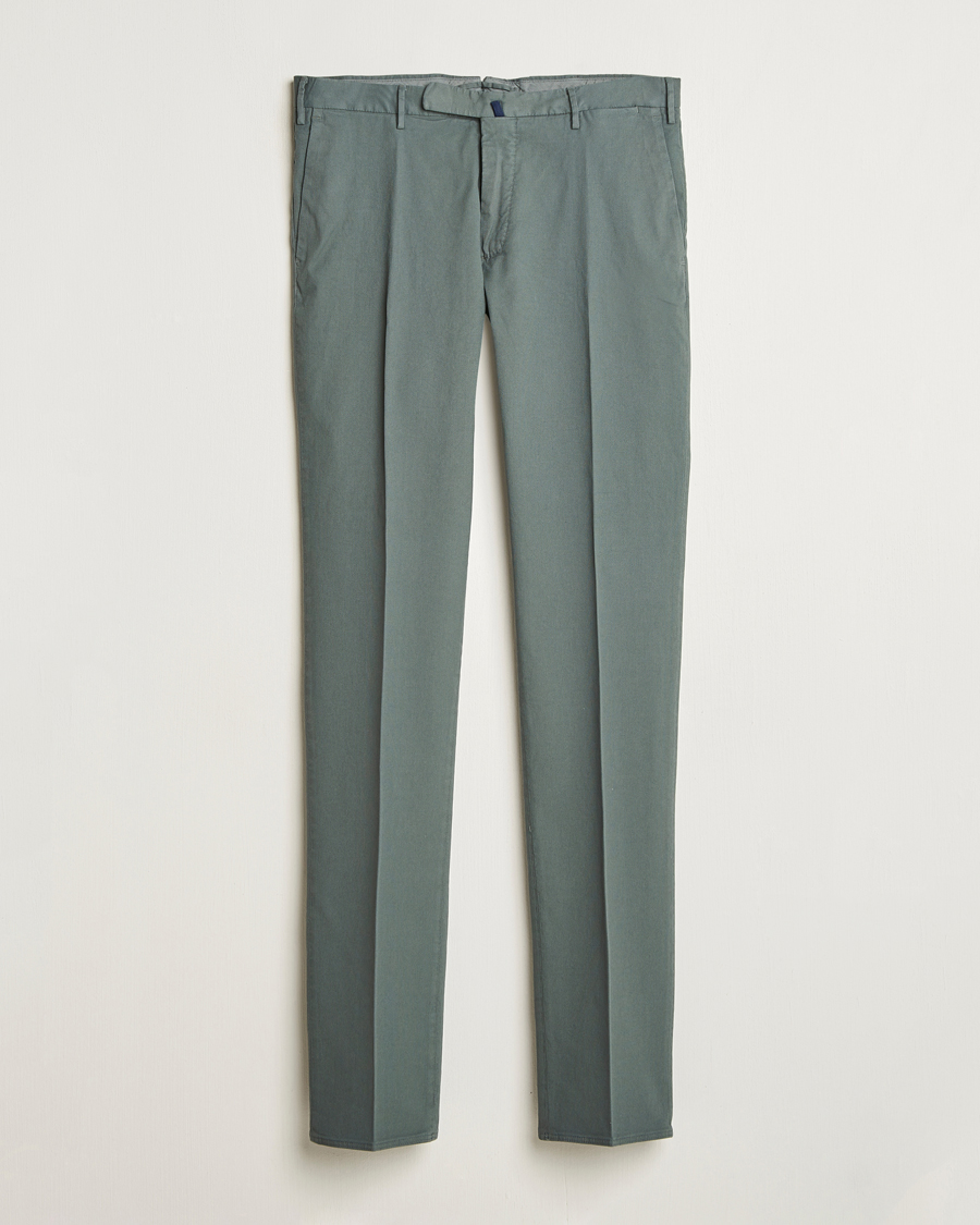 Incotex Slim Fit Micro Structure Cotton Chinos Green
