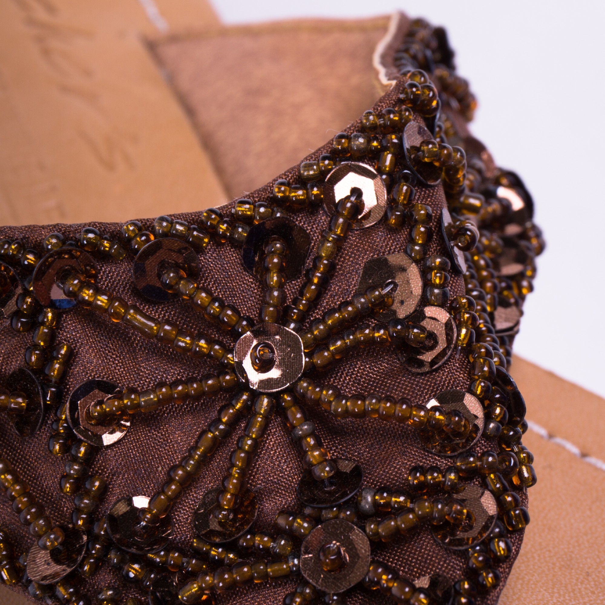Damensandalen mit Perlen, braun, Leder, Größe 37-41 günstig bestellen