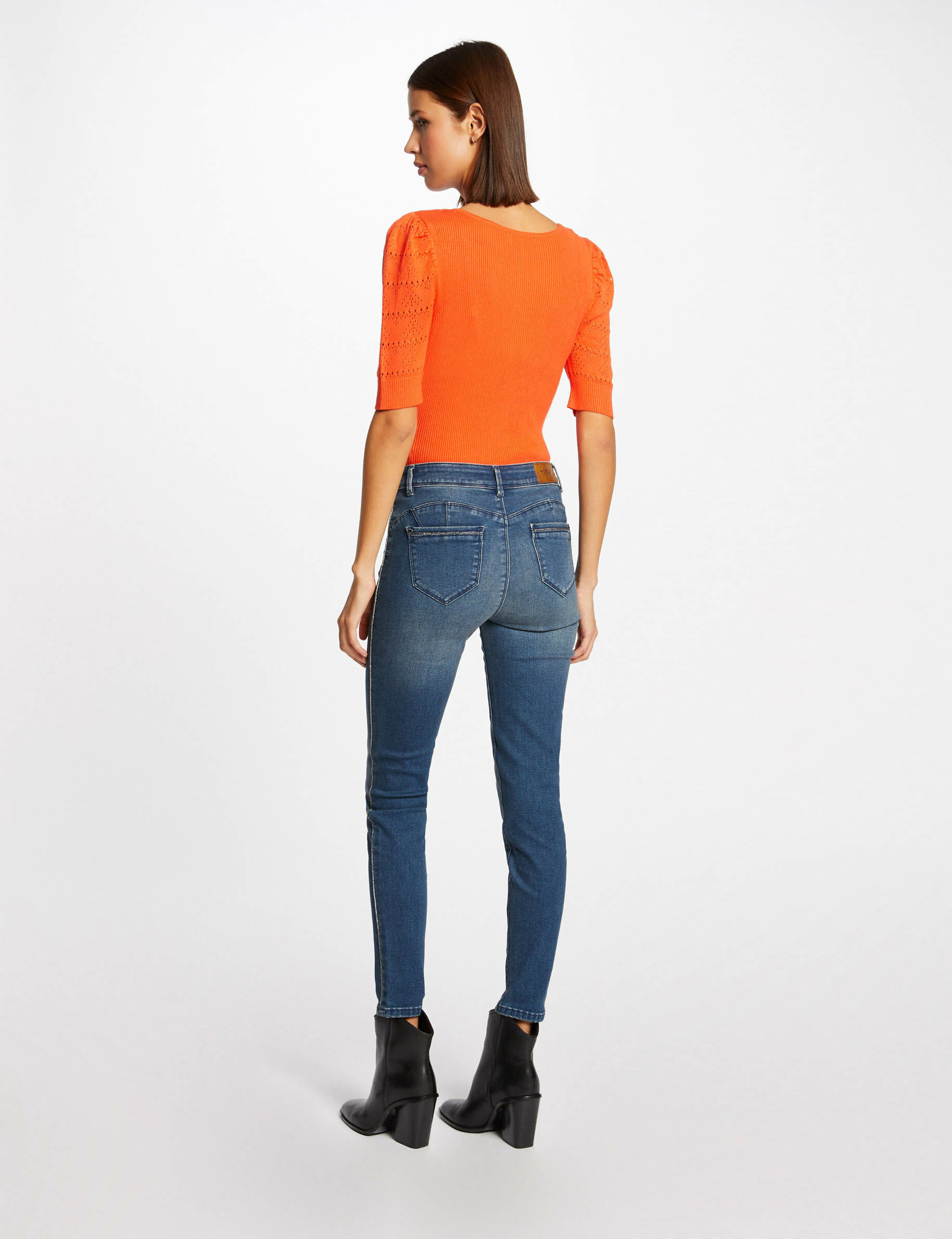 Jeans slim 7/8ème avec bandes jean stone femme - jean_stone