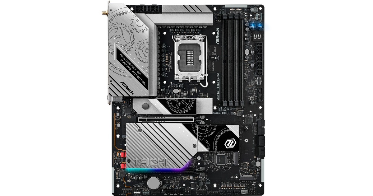 ASRockZ890 Taichi Lite socket 1851 moederbord  (Zwart, RAID, 5Gb-LAN, 2.5Gb-LAN, WLAN, BT, Sound, ATX)
