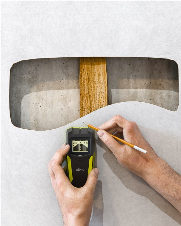 3in1 Tools Multidetektor Ortungsgerät Leitungssucher Wandscanner für Heimwerker mit LCD Display inkl. Batterie (77833) - Schwarz / Grün