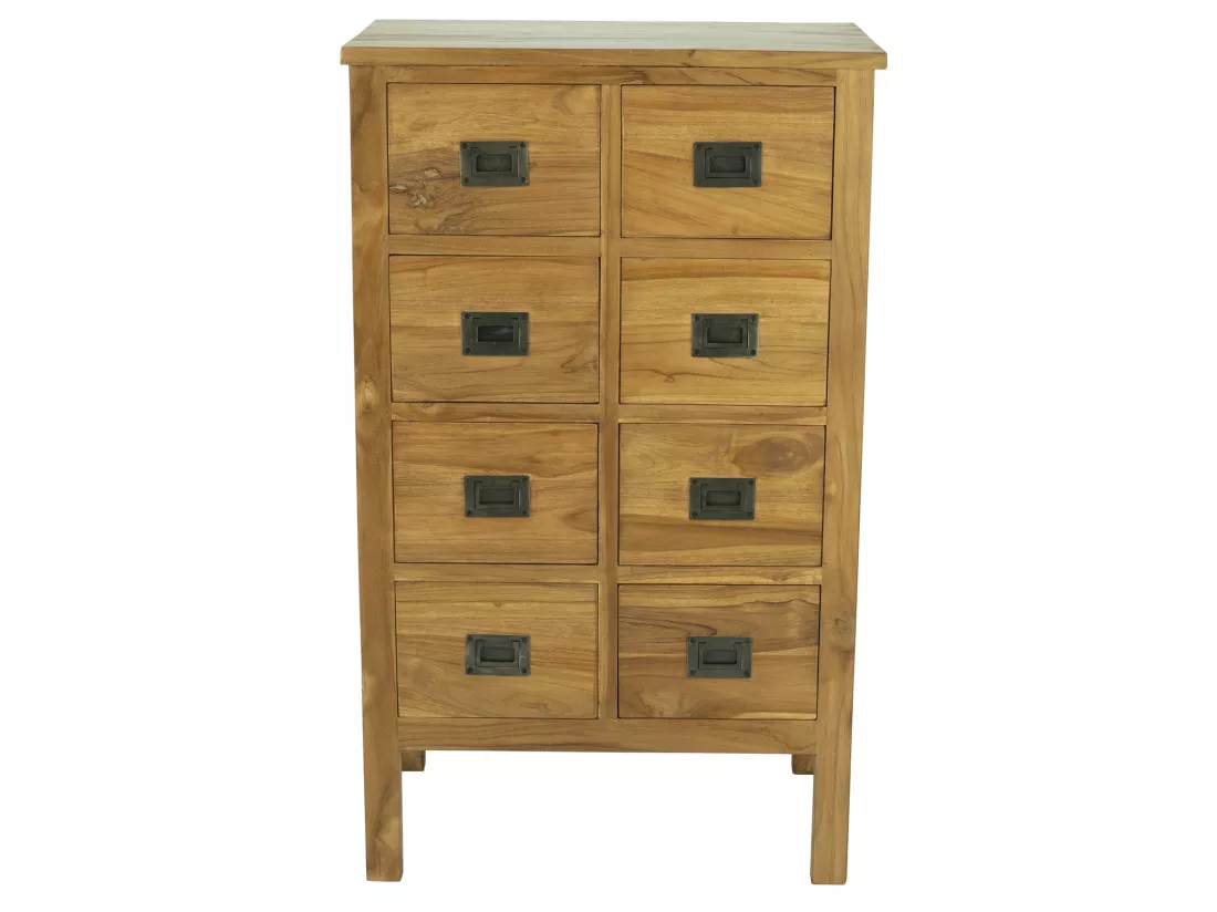 Commode 8 tiroirs - Teck - Coloris : Naturel - LUMIDI