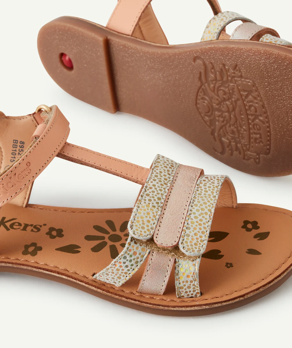 KICKERSSANDALES FILLES DIAMANTO NUDE METALLISE EN CUIR