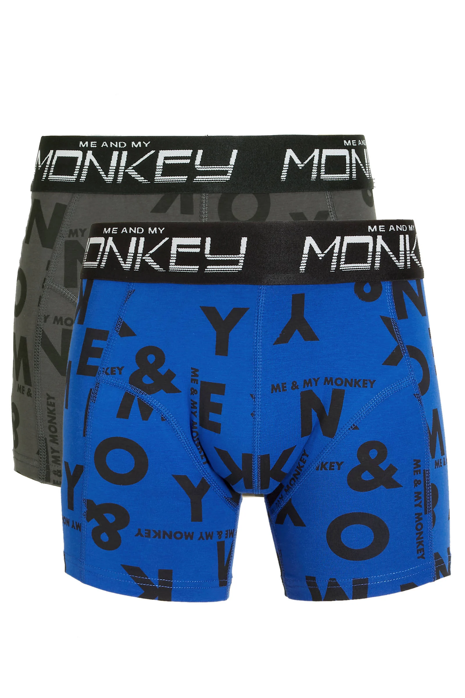 Me & My Monkey boxershort - set van 2 army/blauw