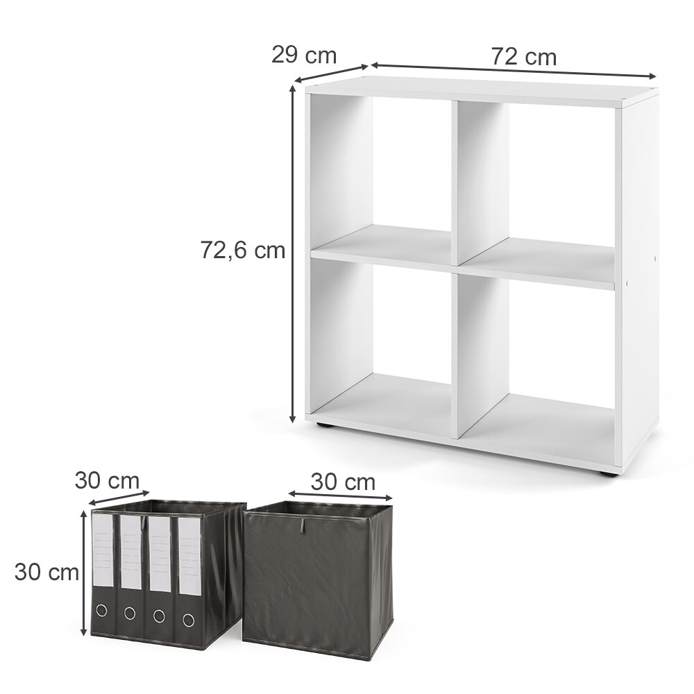 Vicco Raumteiler Würfelregal Standregal Tetra Weiß Faltbox Wohnzimmer Regal 73x72 cm modern Ablage 4 Fächer Dekoregal Ordnerregal Aufbewahrung