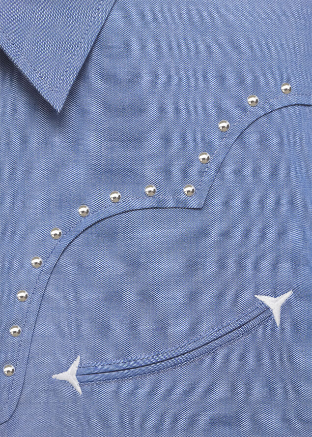 MANGO Cotton shirt with stud detail Medium blue