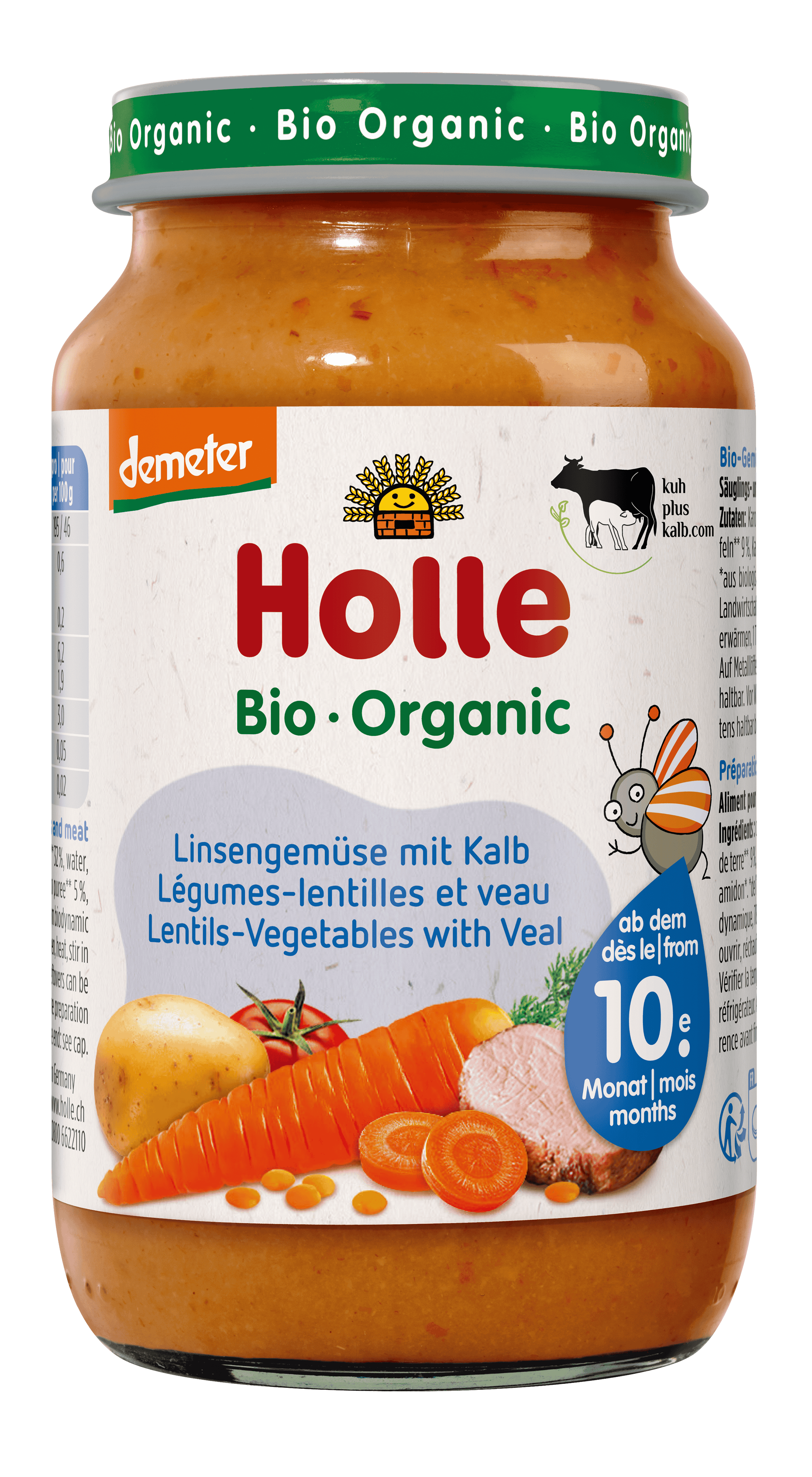 HOLLE Linsengemüse mit Kalb Glas 220 g