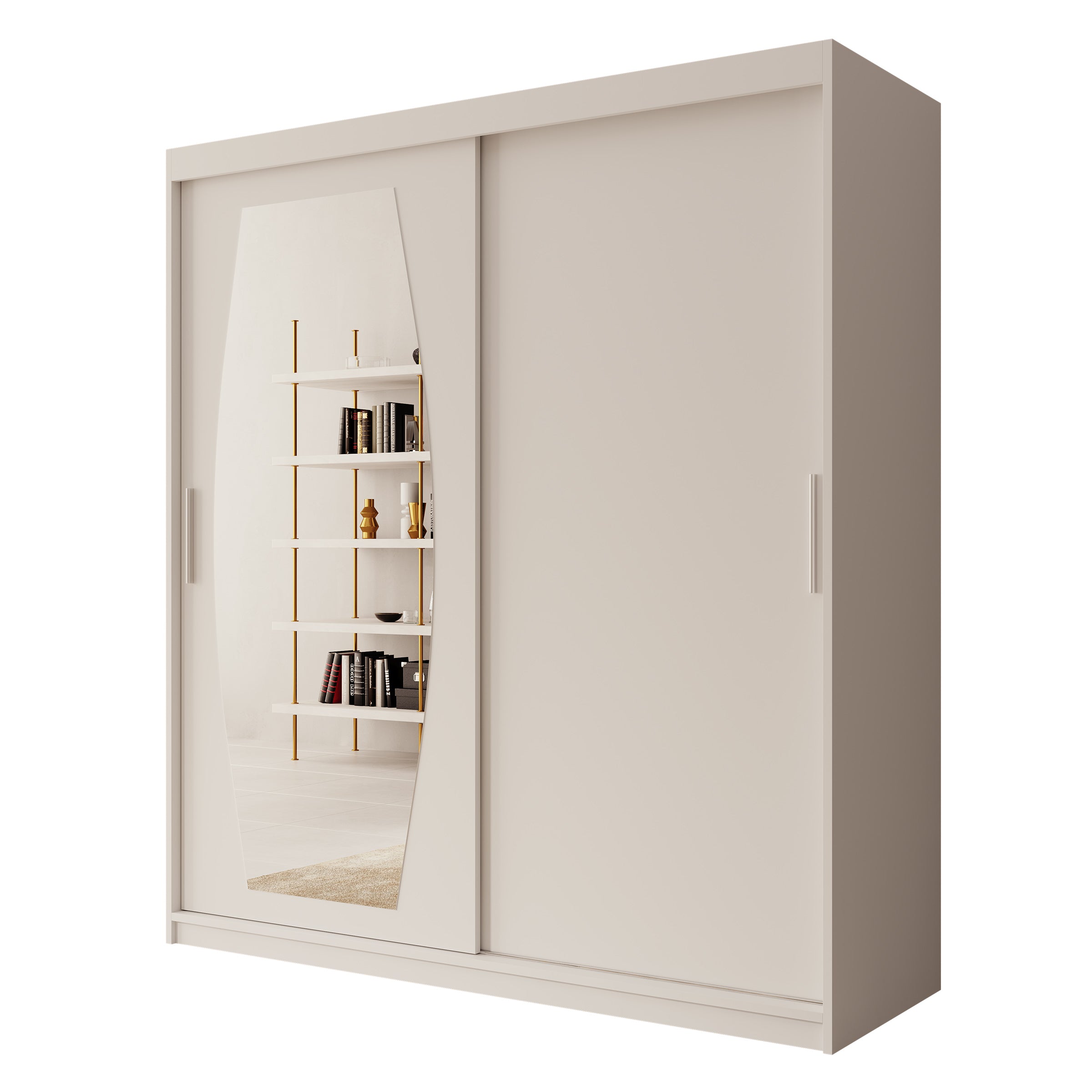 Meubella - Kledingkast Azai - Wit - 180 cm - Met spiegel