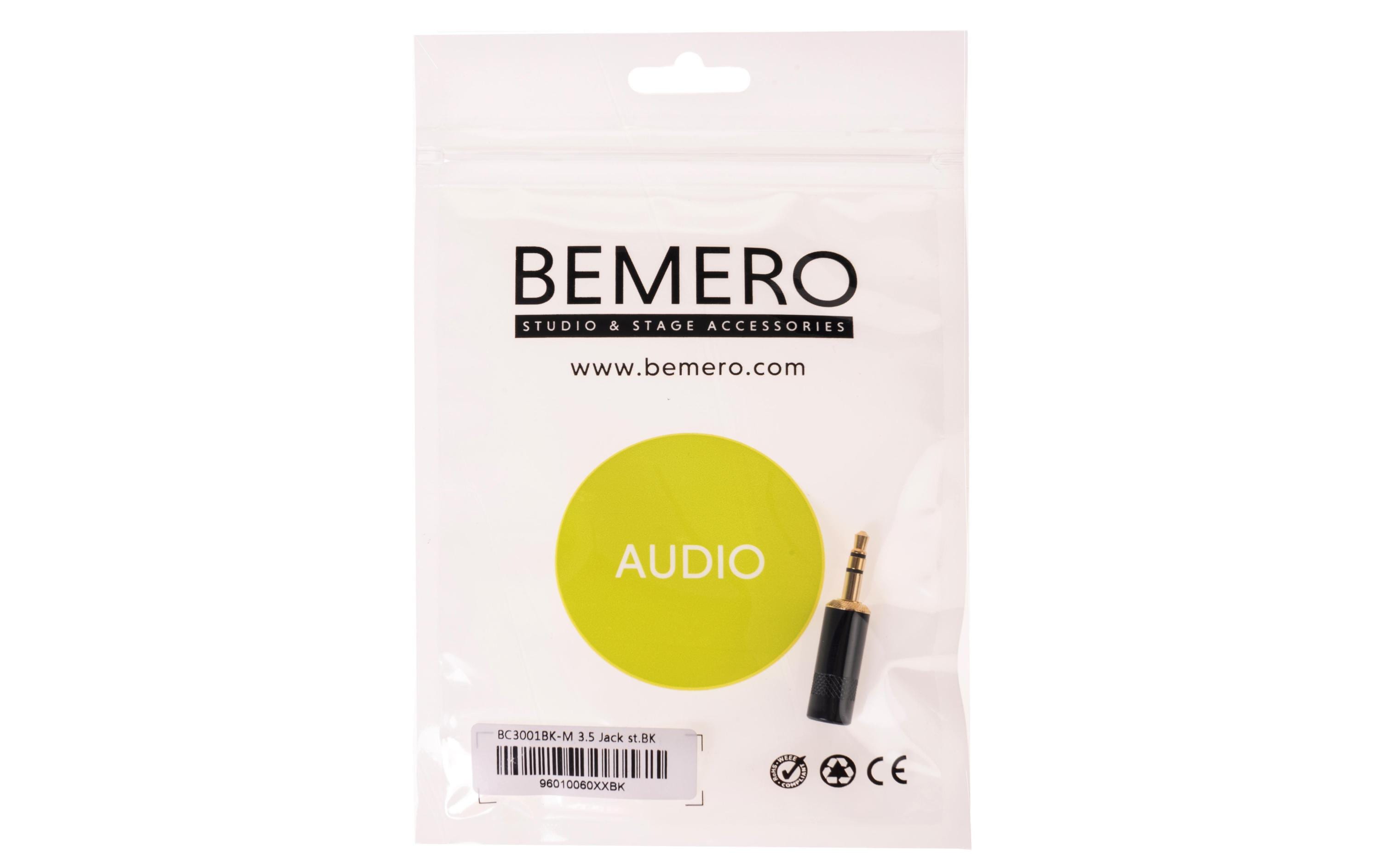 Stecker BC3001BK-M 3.5 mm Stereo Klinkenstecker schwarzHochwertiger und robuster Bemero XLR-Stecker