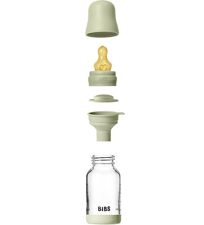 BIBS Babyflasche - 120 ml - Glas/Naturgummi - Sage