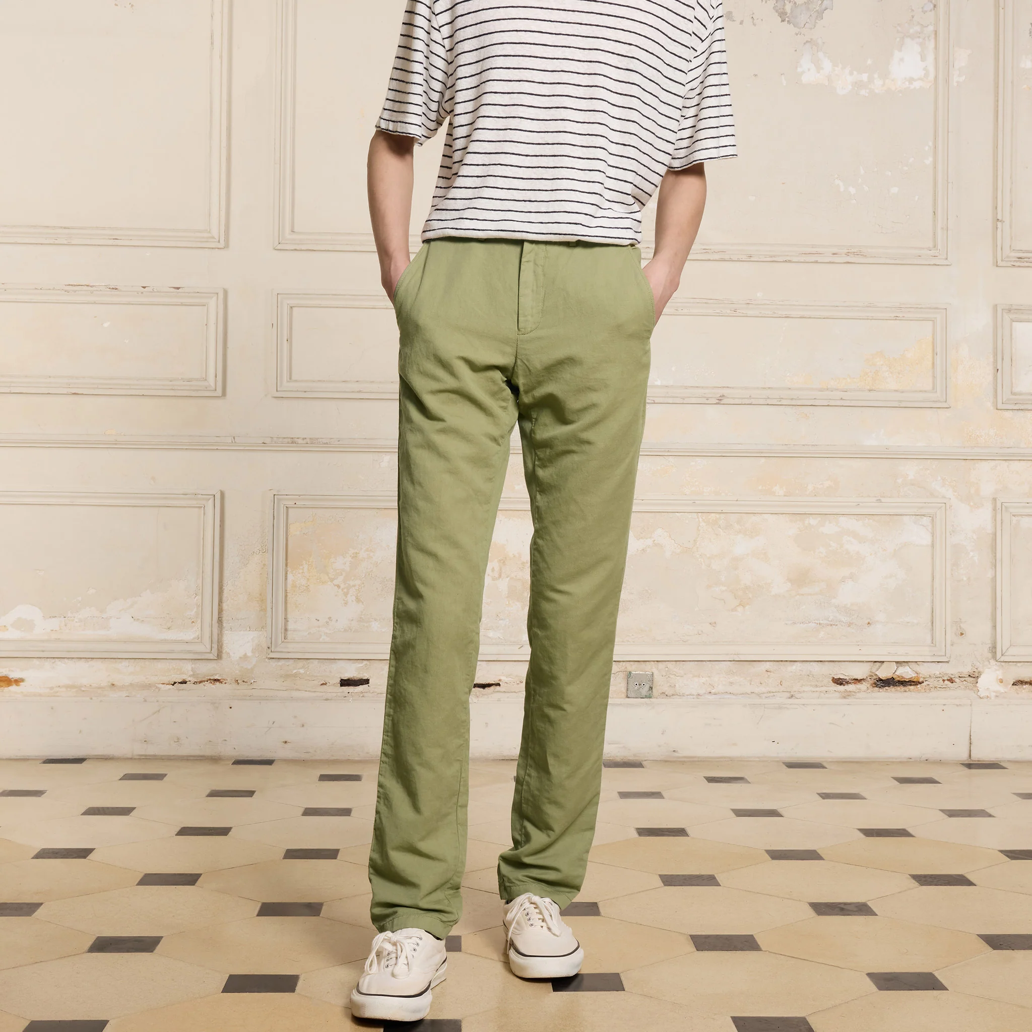 Light khaki linen and cotton chinos