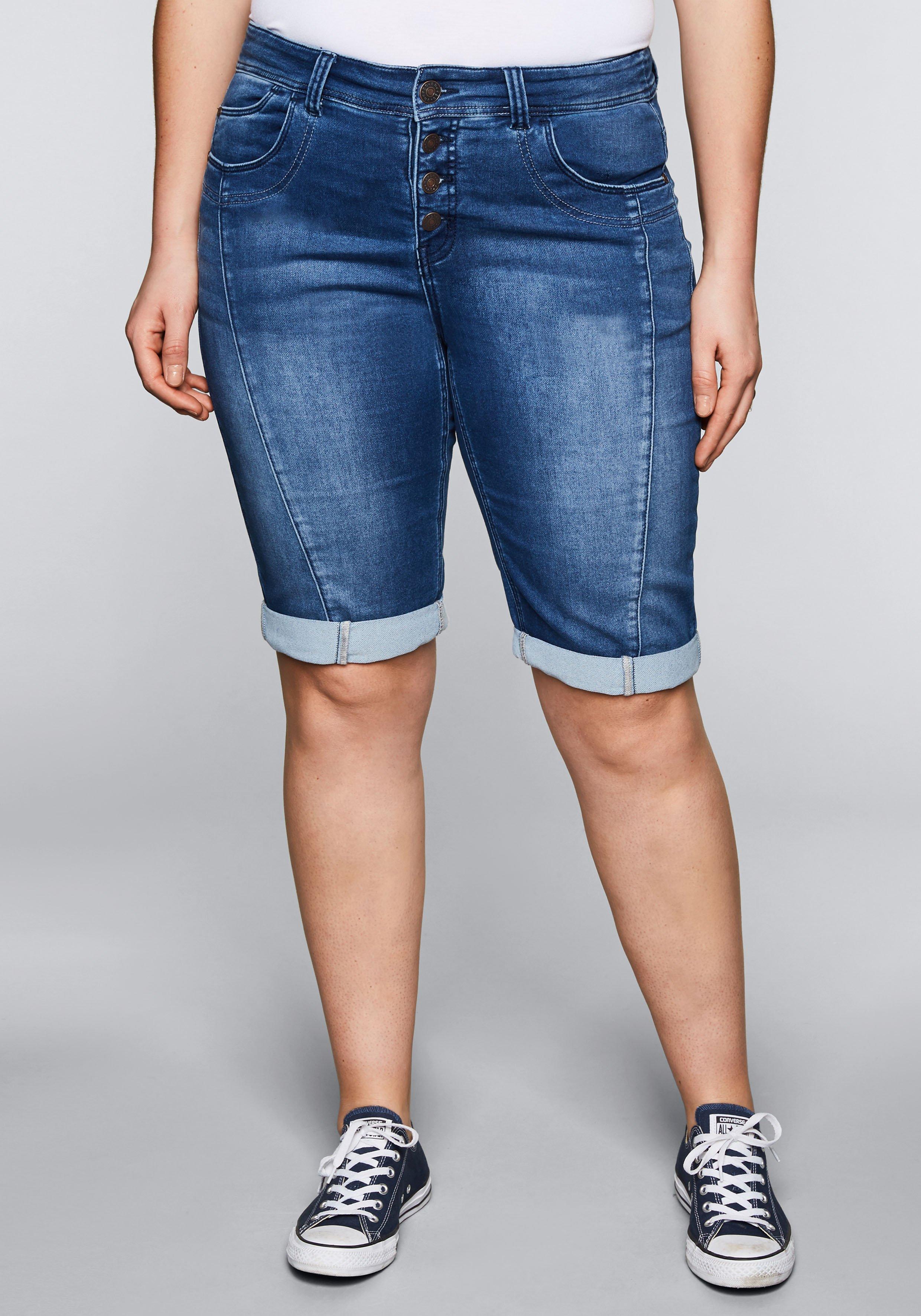 Bermudas aus Sweat-Denim mit Teilungsnaht