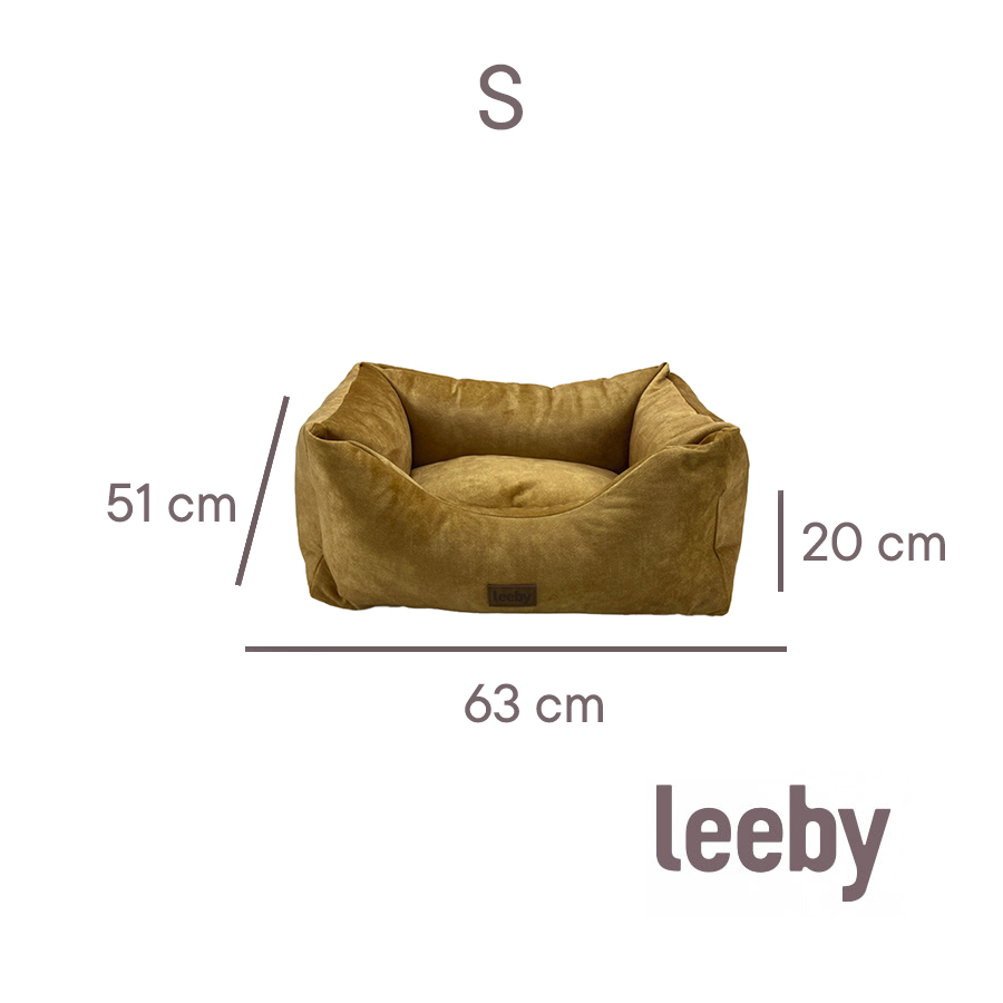 Cama para cães Leeby dourada, impermeável e removível