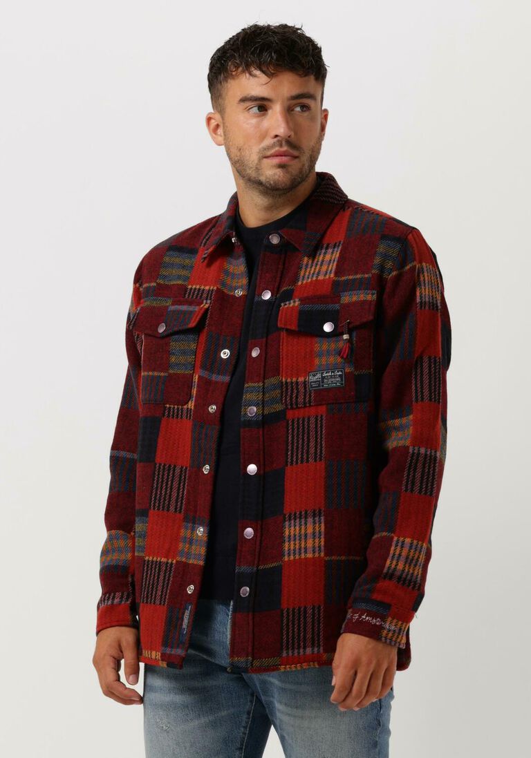 SCOTCH & SODA rode scotch & soda overshirt jacquard patchwork-check overshirt