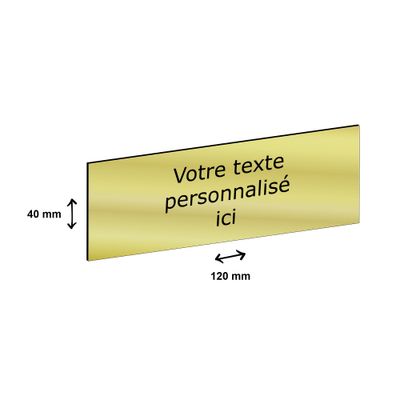 Plaque boîte à lettres personnalisée avec votre texte - 120 x 40 mm - dorée - adhésivée prête à poser